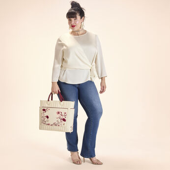 Loungefly Cream & Red Floral Convertible Backpack and Tote Crossbody Bag, Image 2